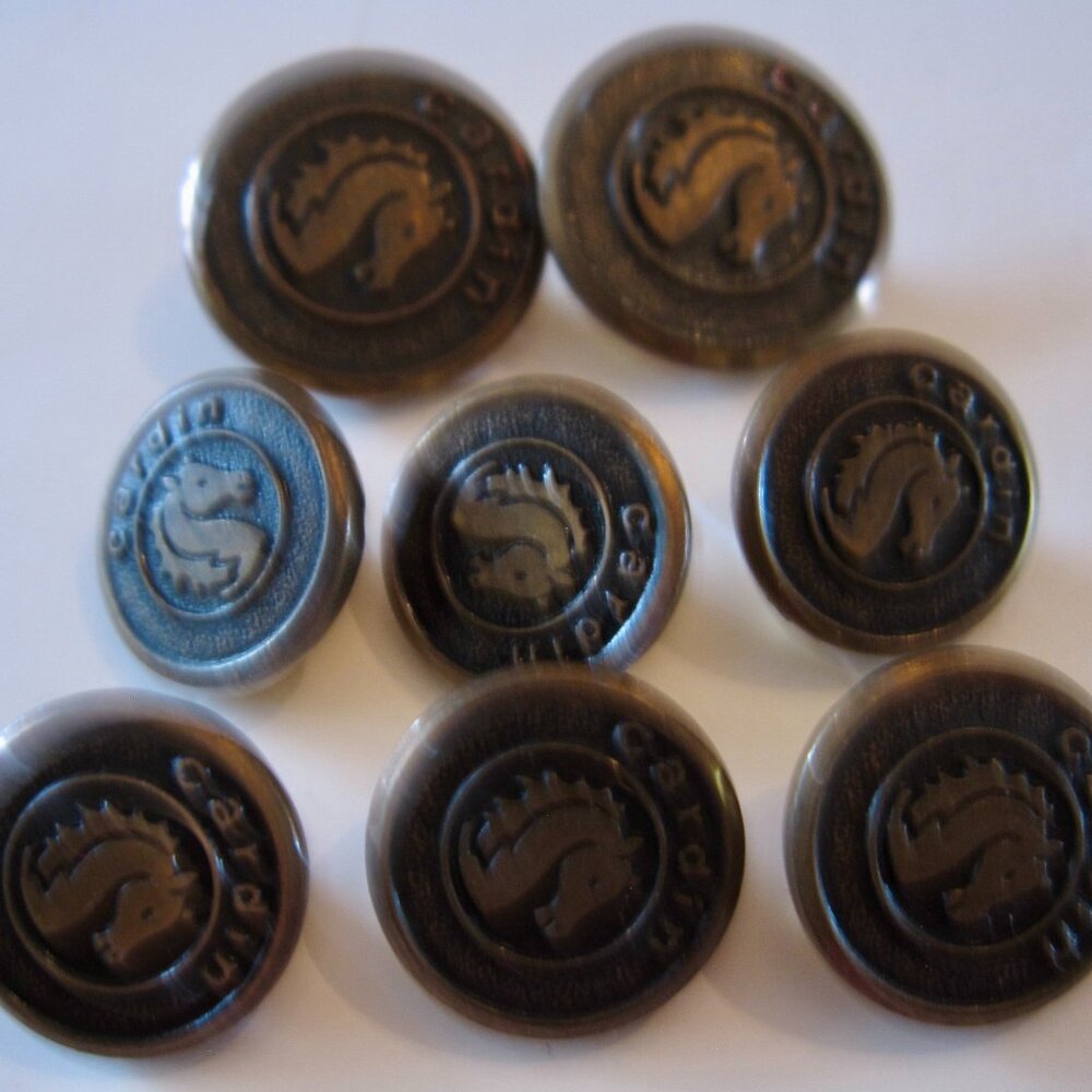 Pierre Cardin Bronze Tone 8 Replacement Buttons Blazer Horsehead Waterbury USA